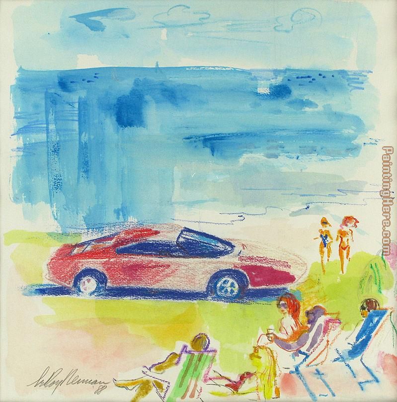 Ferrari on the Beach painting - Leroy Neiman Ferrari on the Beach art painting